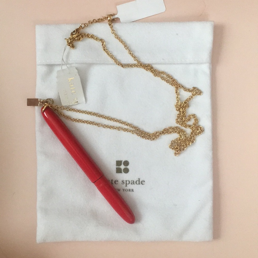 Kate Spade Red Pen Chain Necklace with bag